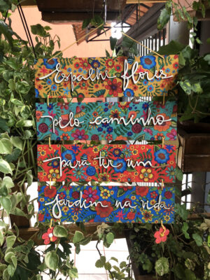 PLACA ESPALHE FLORES PELO CAMINHO PARA TER UM JARDIM NA VIDA
